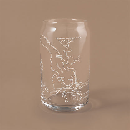 NARBO Whitefish, MT Map Beer Can Drinking Glass 16oz