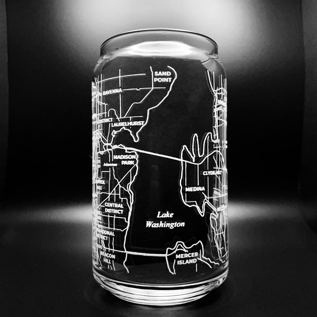 NARBO Seattle Map Beer Can Drinking Glass 16oz