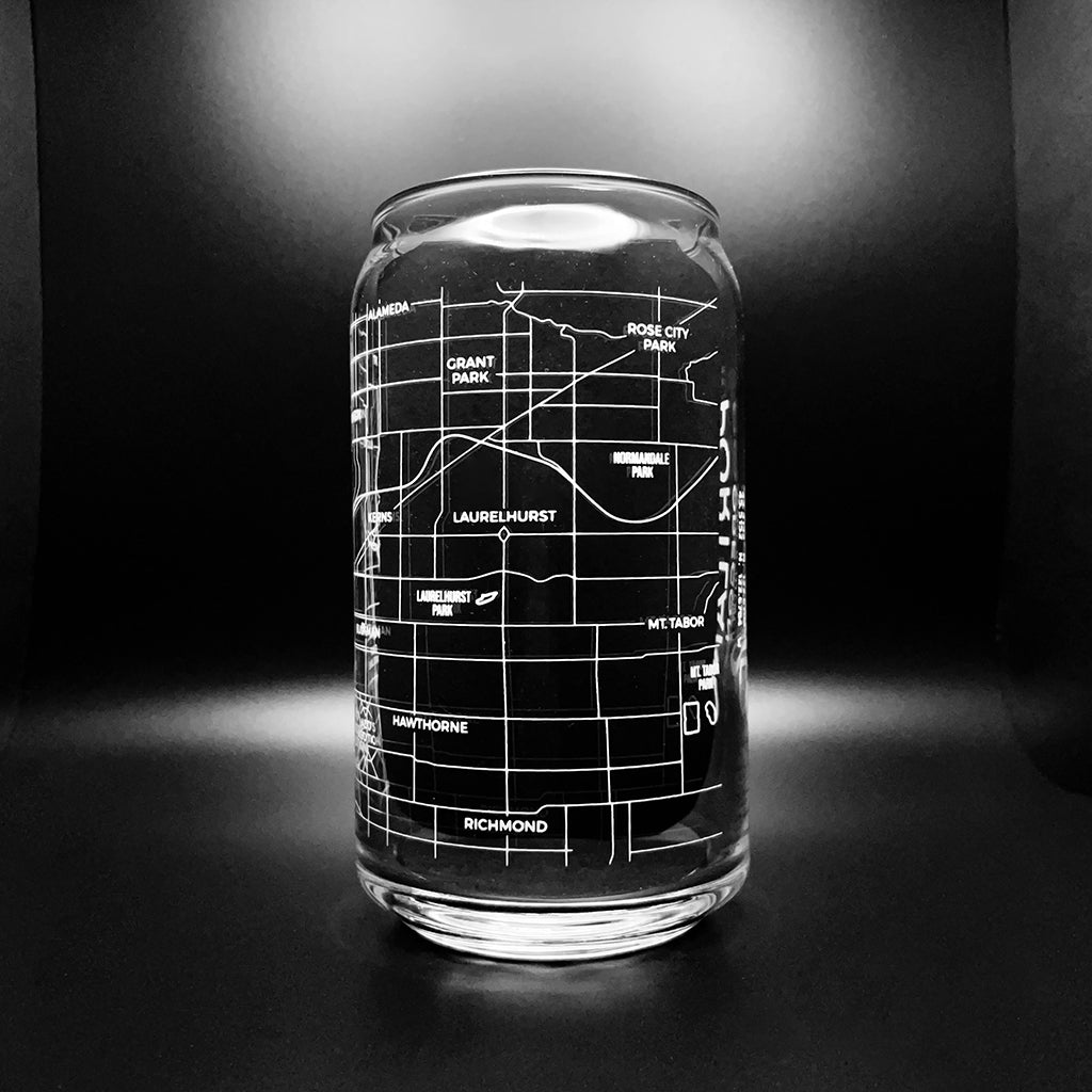 NARBO Portland, OR Map Beer Can Drinking Glass