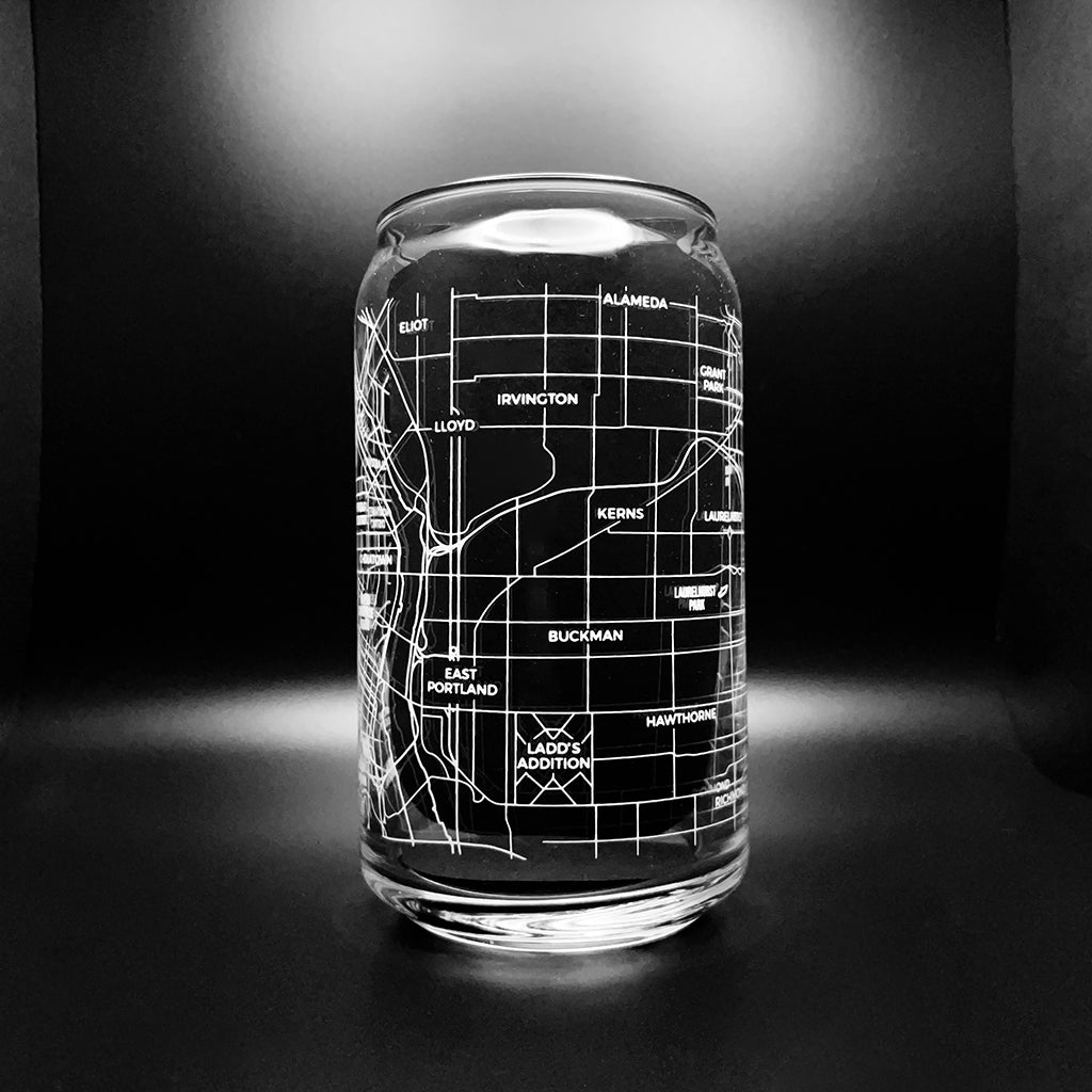 NARBO Portland, OR Map Beer Can Drinking Glass