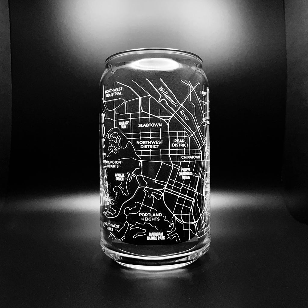 NARBO Portland, OR Map Beer Can Drinking Glass