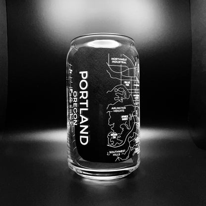 NARBO Portland, OR Map Beer Can Drinking Glass