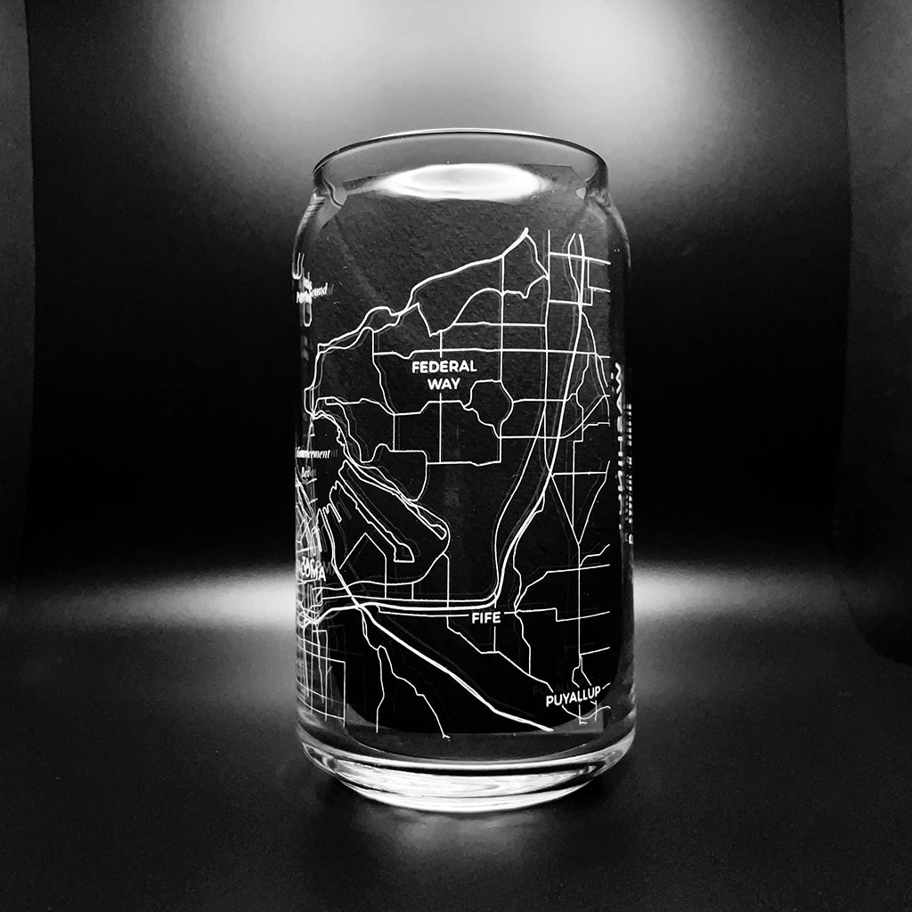 NARBO Tacoma Map Beer Can Drinking Glass