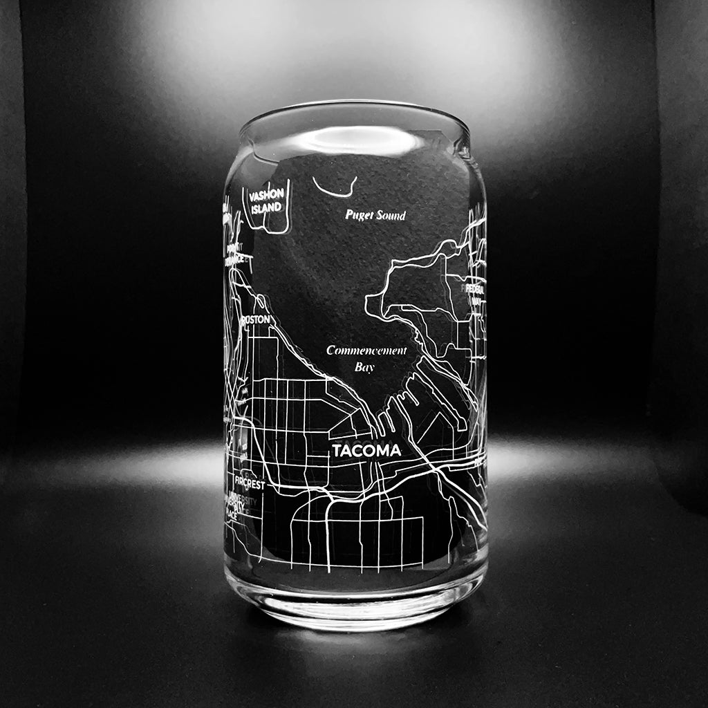 NARBO Tacoma Map Beer Can Drinking Glass