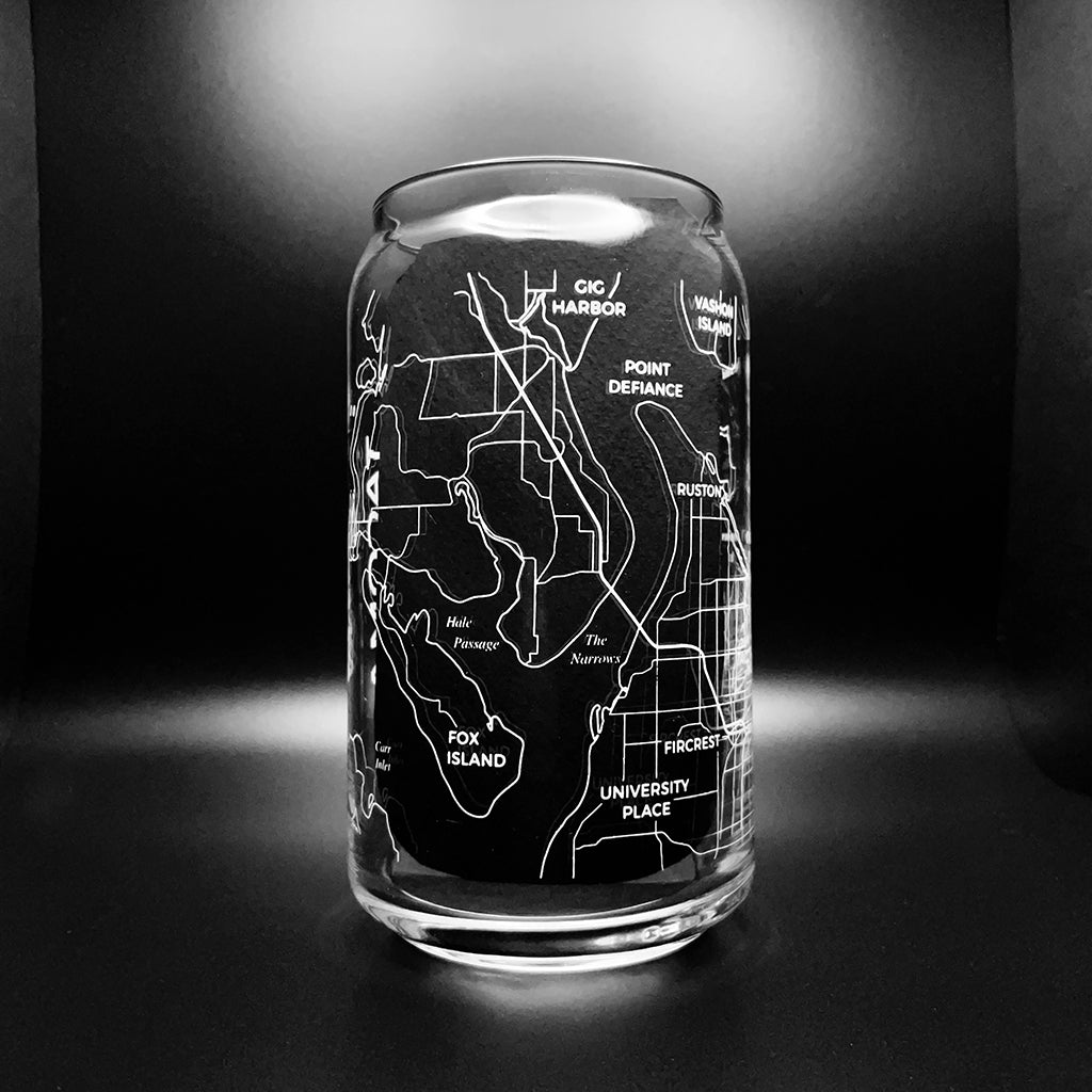 NARBO Tacoma Map Beer Can Drinking Glass