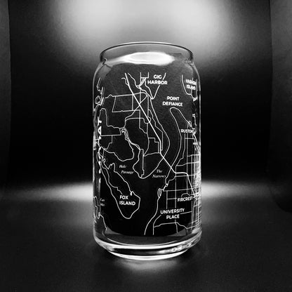 NARBO Tacoma Map Beer Can Drinking Glass